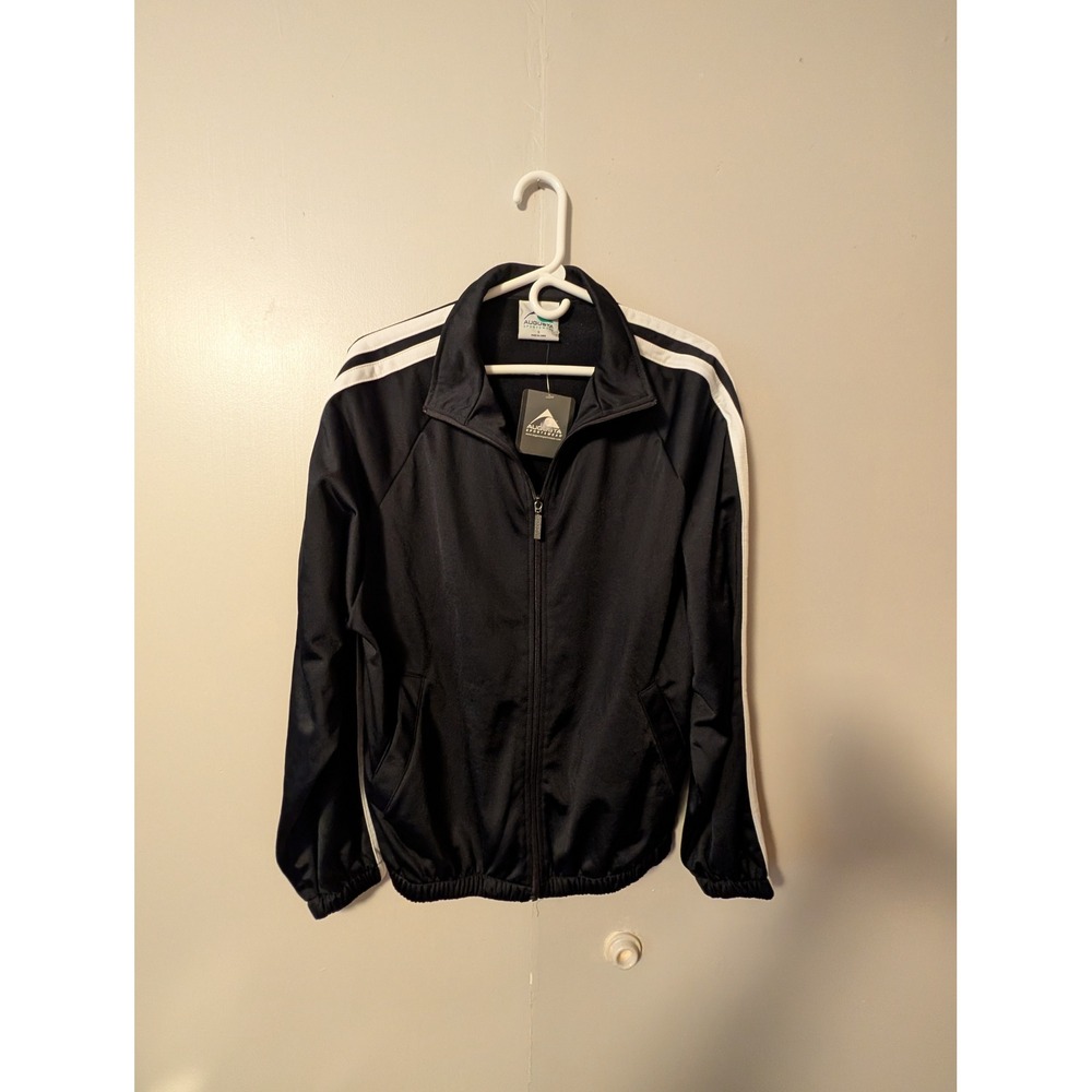 Augusta Sportswear Track Jacket black with White Stripe Full Zip Mens Small NWT
